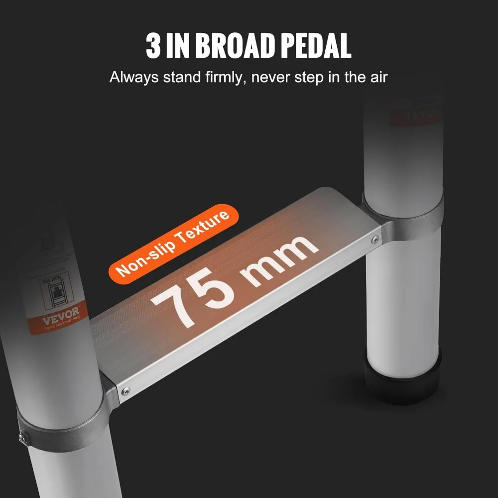 15-Fuß-Aluminium-VEVOR-Teleskop-Verlängerungsleiter mit 400 Pfund Kapazität und rutschfesten Füßen für tragbare Mehrzweckgebrauch
