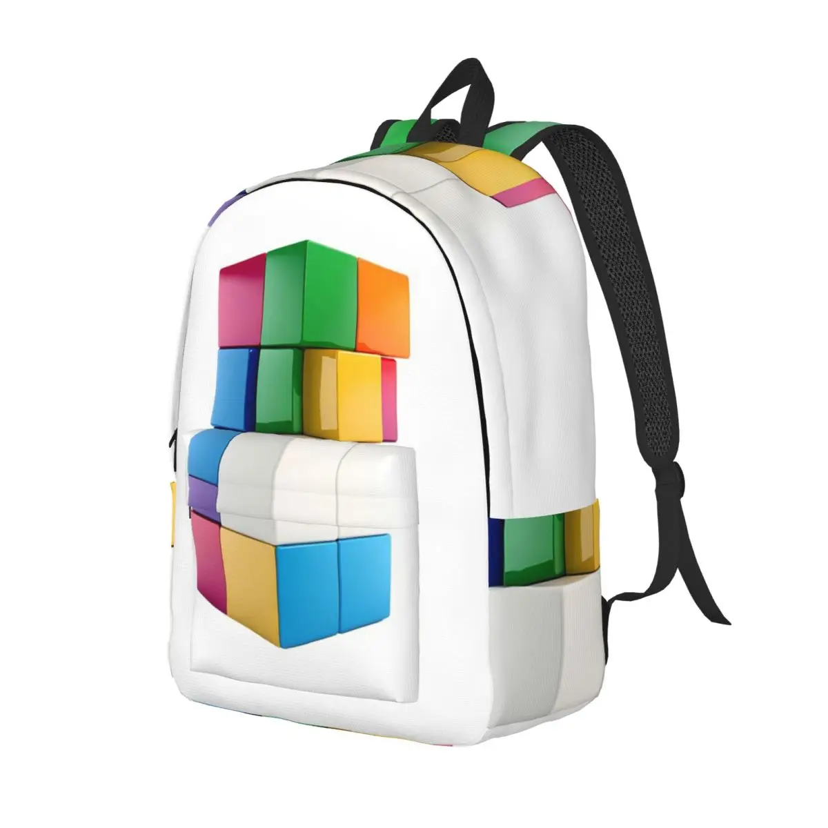 Digital Cubism In Game Design Student Backpack School Bag Hiking Travel Daypack for Men Women Fashion Bookbag Shoulder Bags