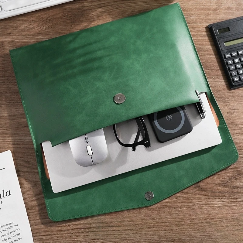 A4 Leather Document Storage Bag Briefcase Simple and Retro Single-layer Thick and Waterproof Large Capacity Business Bag