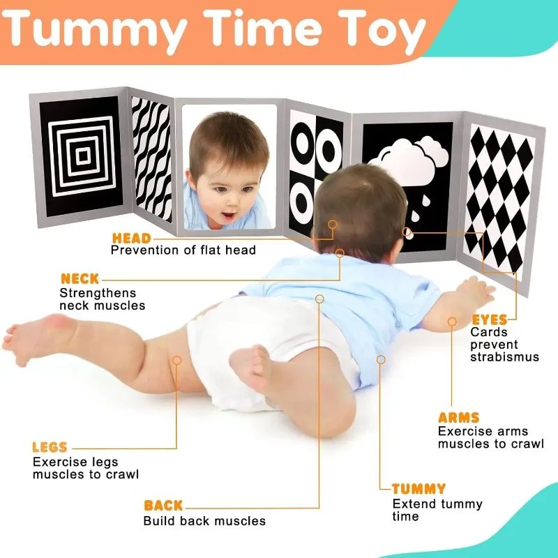 Baby Sensory Book High Contrast Cards Tummy Time Mirror Sensory Toy for Toddler Infants Montessori Baby Toys Newborn Items