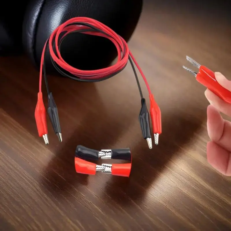 2 szt. Przewody połączeniowe z krokodylkami, długość 1M, 2-żyłowe, 4 klipsy w kolorze czerwonym i czarnym do efektywnych projektów DIY obwodów baterii