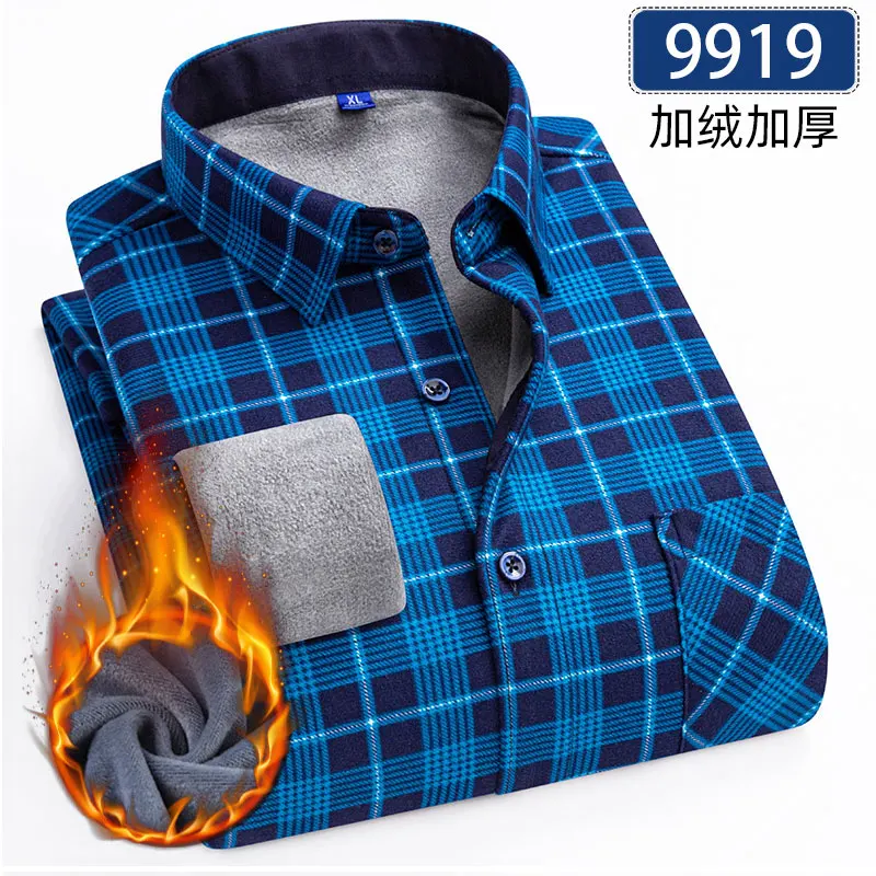 Immagine 4: Nuova camicia da uomo 5XL autunno e inverno più pile ispessito caldo manica lunga non stirabile plaid business casual slim fit moda