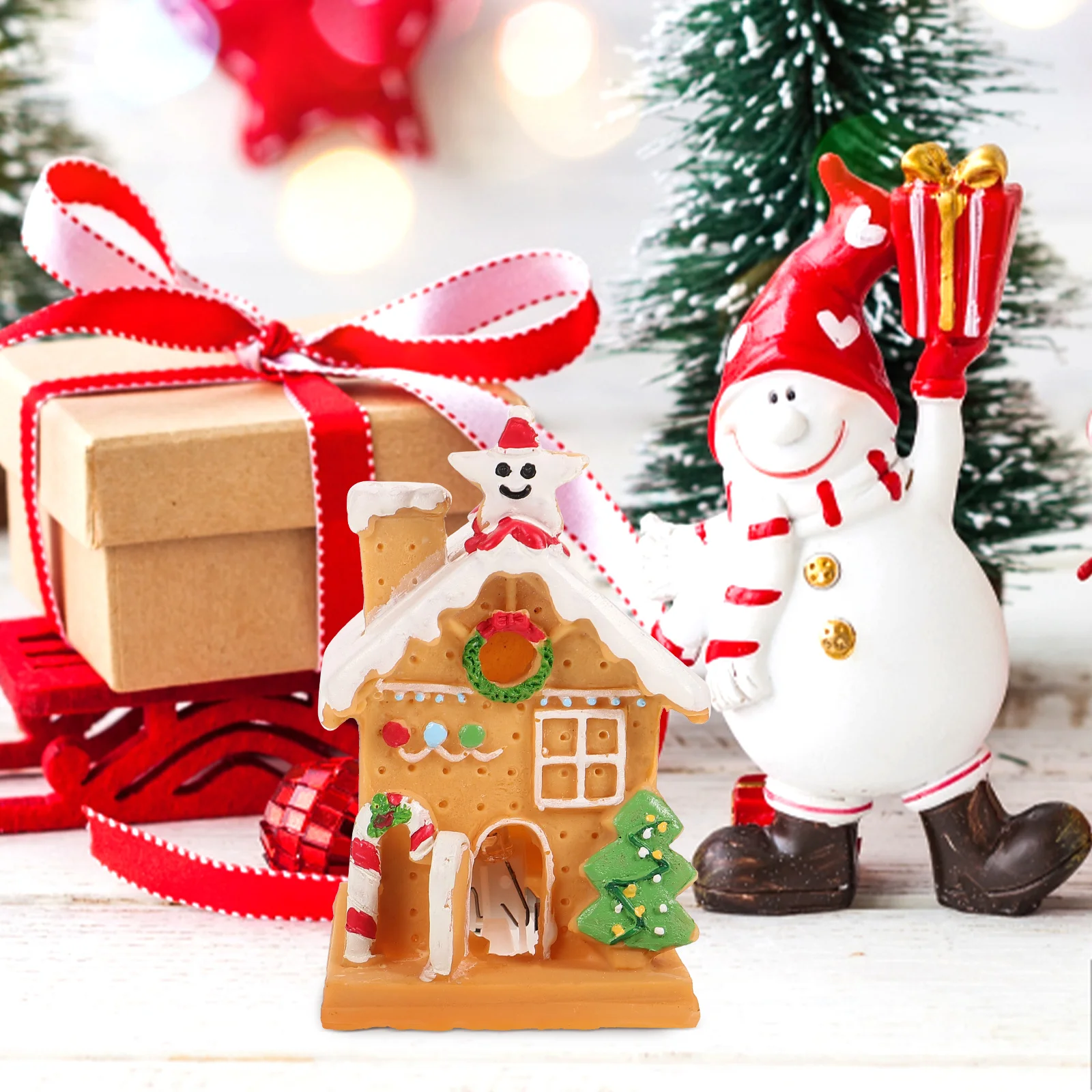 

Christmas Crafts Decorations Gingerbread House Clay Ornament Shaped Ornaments White Polymer Indoor