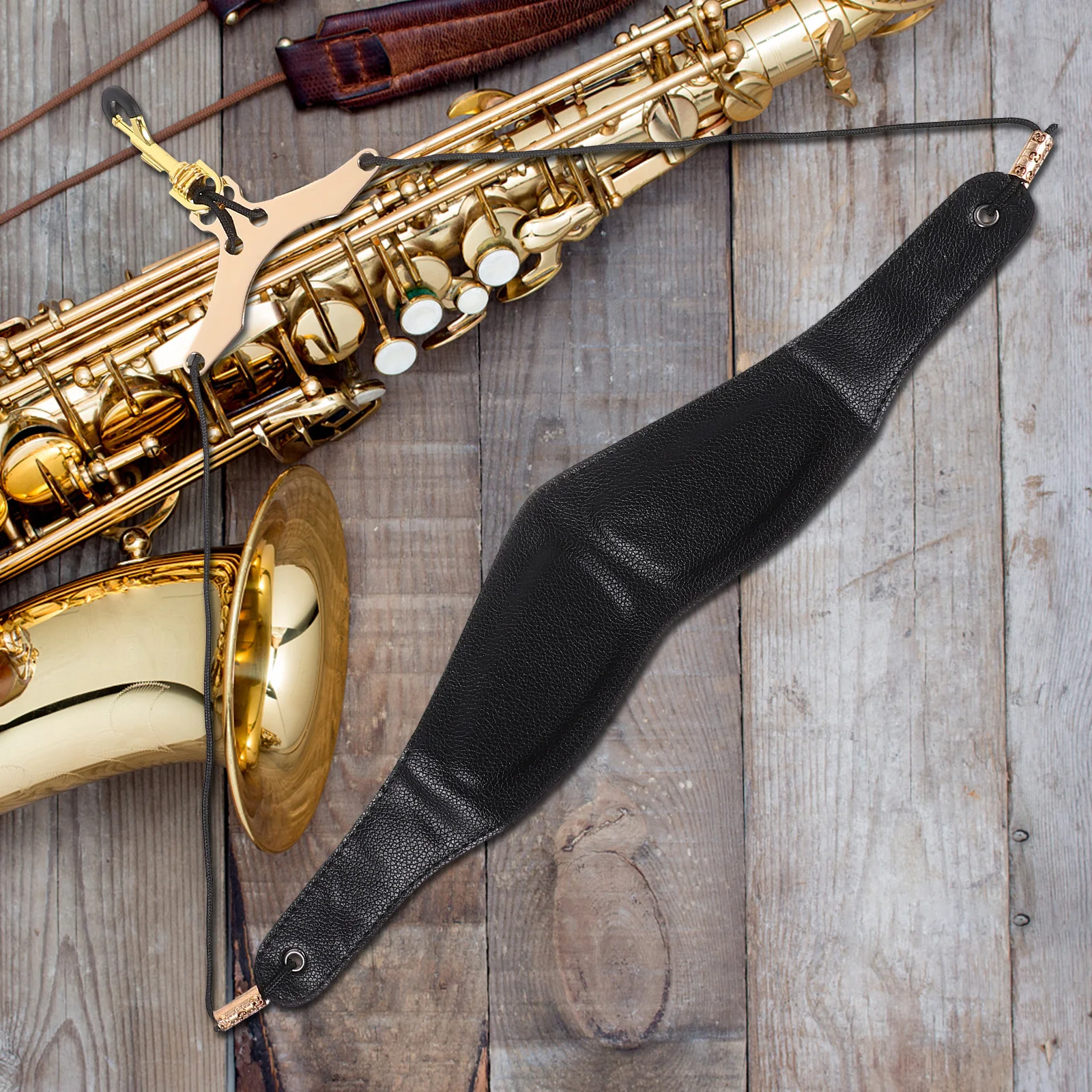 

Saxophone Strap Adjustable Soft Padded Black Neck Straps for Alto Woodwind Instruments Accessory Student Metal