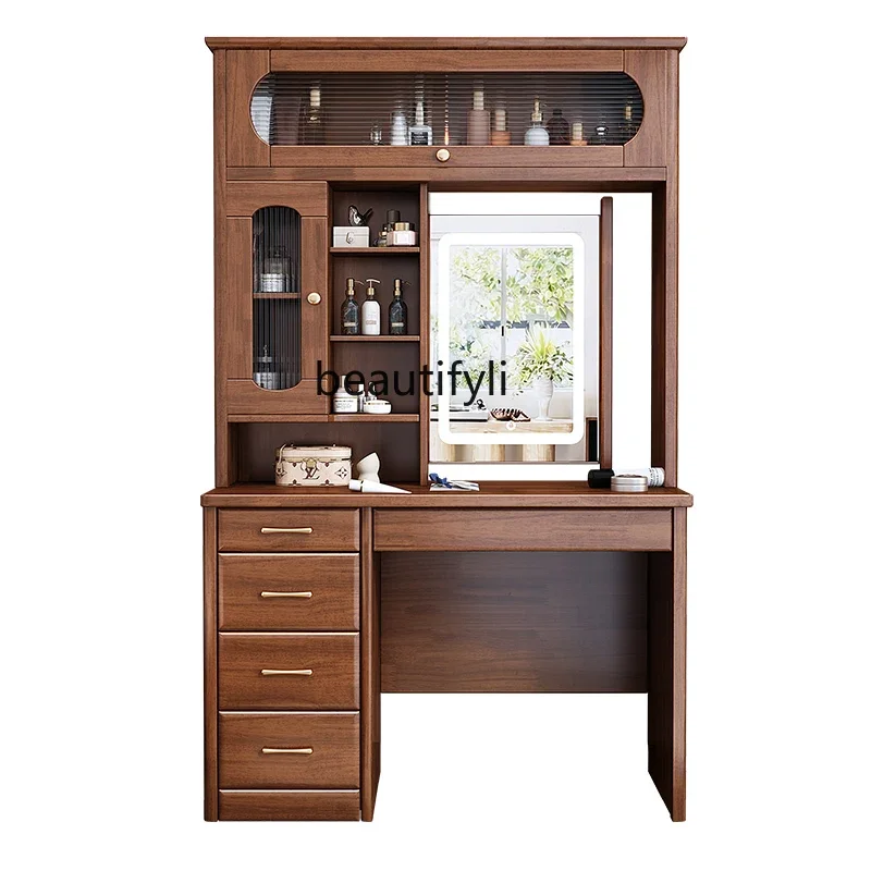 

xxzSolid wood dresser desk bookshelf Chinese bedroom storage makeup table high makeup table