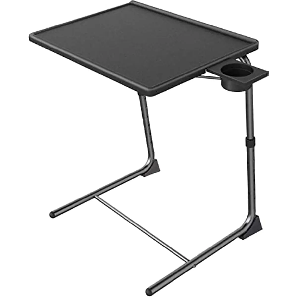 Adjustable TV Tray Table - TV Dinner Tray on Bed & Sofa, Comfortable Folding Table with 6 Height & 3 Tilt Angle Adjustments (Bla