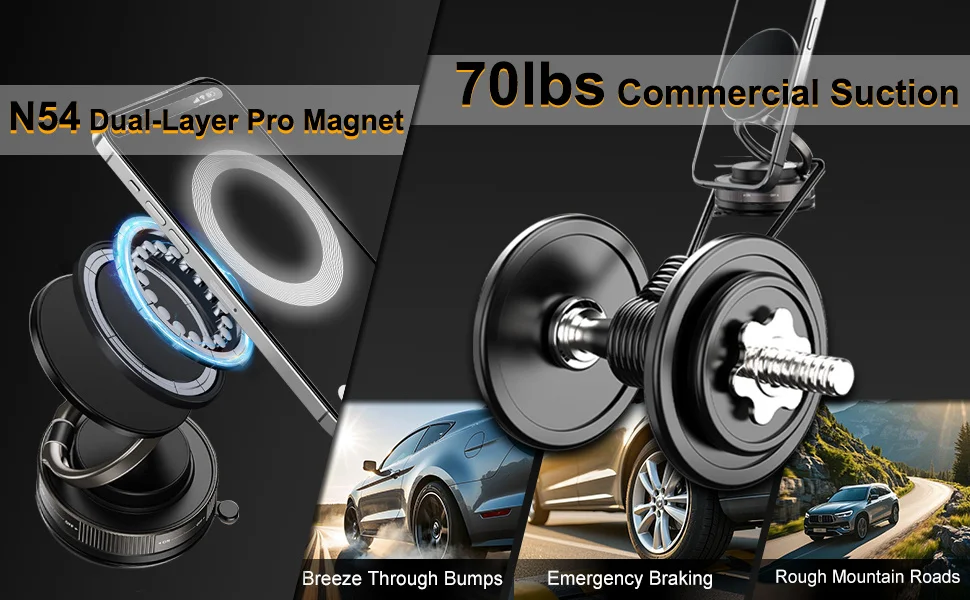 Magnetischer Handyhalter mit Saugnapf für das Auto 360° ° Verstellbare Vakuum-Saug-Telefonhalterung für Fitnessstudio/Spiegel/glatte Oberfläche – Detail 4
