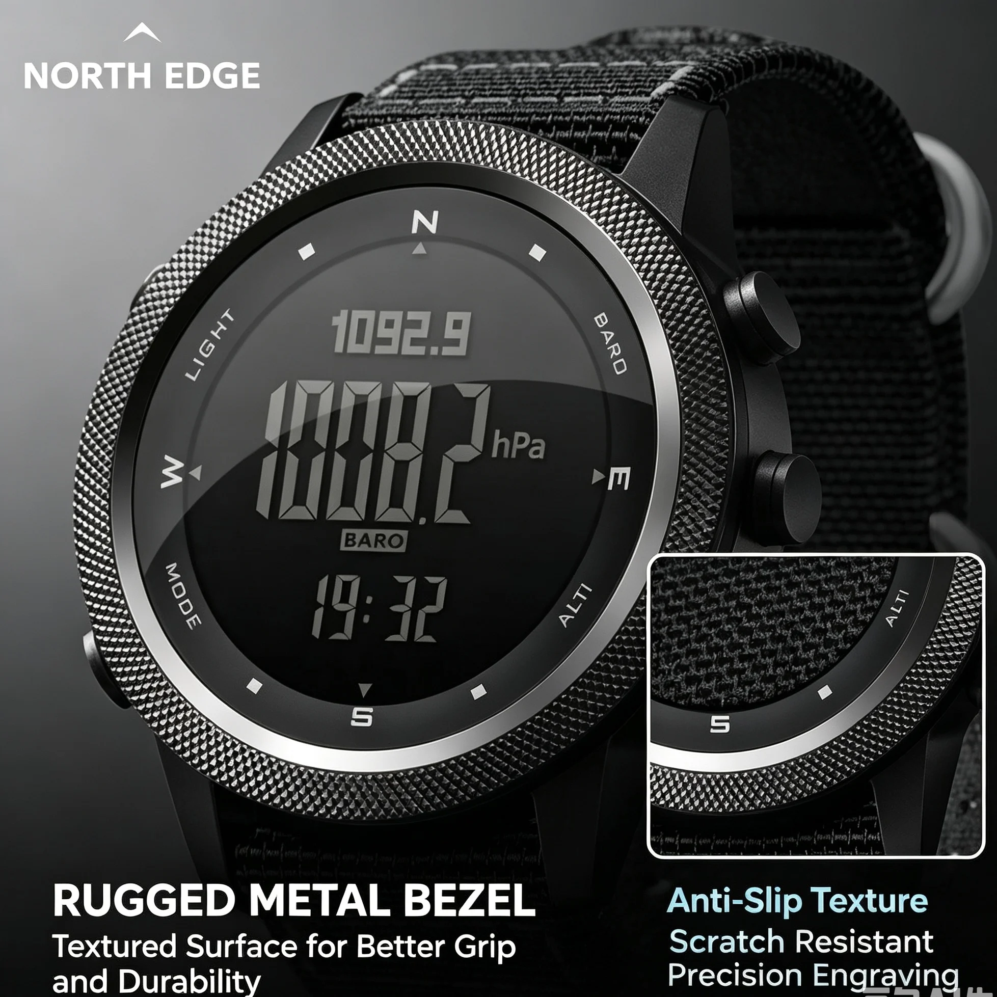 Military Digital Watch For Men NORTH EDGE AP46 Altimeter Barometer Compass 50ATM Waterproof Outdoor Sport Wristwatch