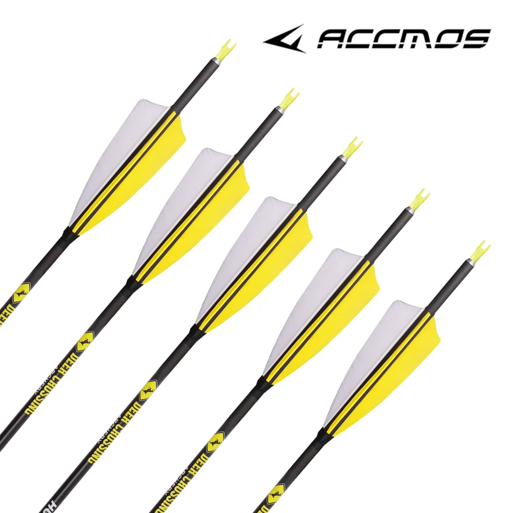 6/12pcs Archery Arrows Pure Carbon Spine 340/400/500/600 ID 6.2mm with 4inch Turkey Feather for Bow Shooting Hunting Accessories