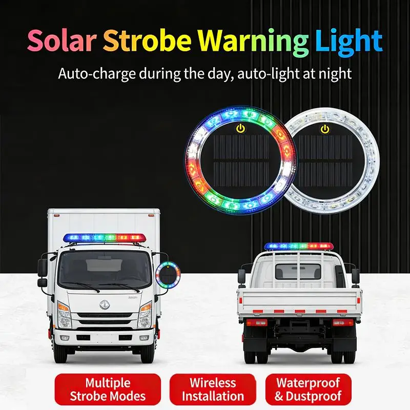 Solar Powered LED Strobe Light RGB Colorful Bicycle Rear Taillight for Enhanced Night Safety Outdoor Ride Light