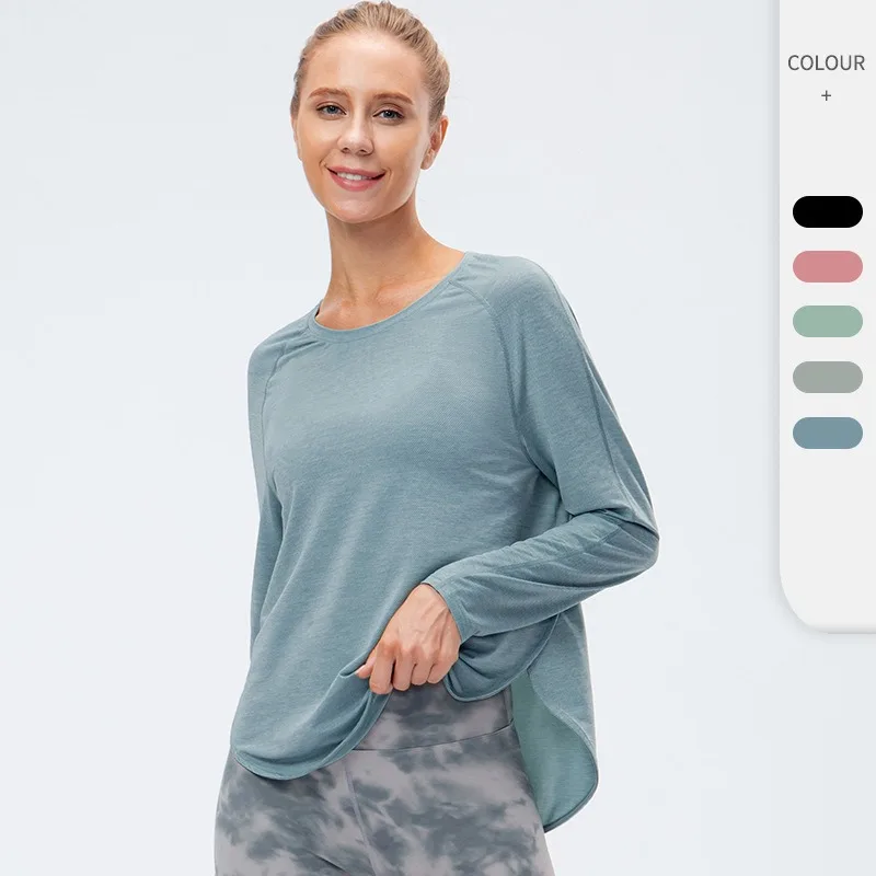Women Loose Slim Fit Long Sleeve Sports T-Shirt Quick Dry Breathable Yoga Running Workout Tops