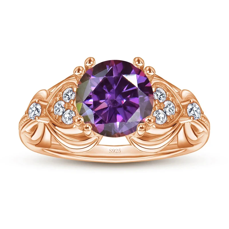 JoyceJelly Anel de prata esterlina 925 banhado a ouro rosa com 2CT 8MM Moissanite joias de diamante para casamento excelente design