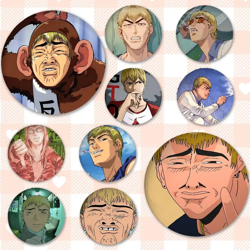 Anime G-Great Teacher Onizuka Badges Peripheral Lapel Pins Tinplate Round Brooch For Shoulder Bag Accessories Souvenir Gifts