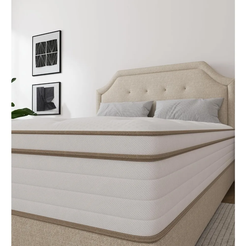 Memory Foam Hybrid White Queen Colchão, Sleep Supportive e Pressure Relief, 10"