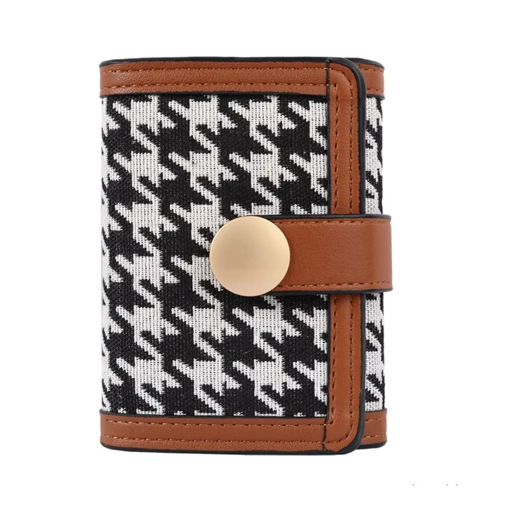 

Fashion PU leather Women Houndstooth Wallet Korean Style Short Card Holders Clutch Coin Purse Clutch Bag Short Wallet Women
