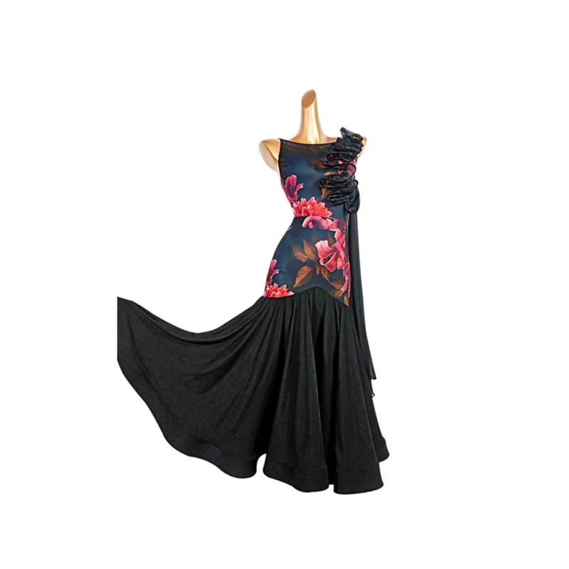 Mulheres sem mangas bodysuit balanço saia terno valsa dança moderna desempenho vestido de dança de salão roupas competição