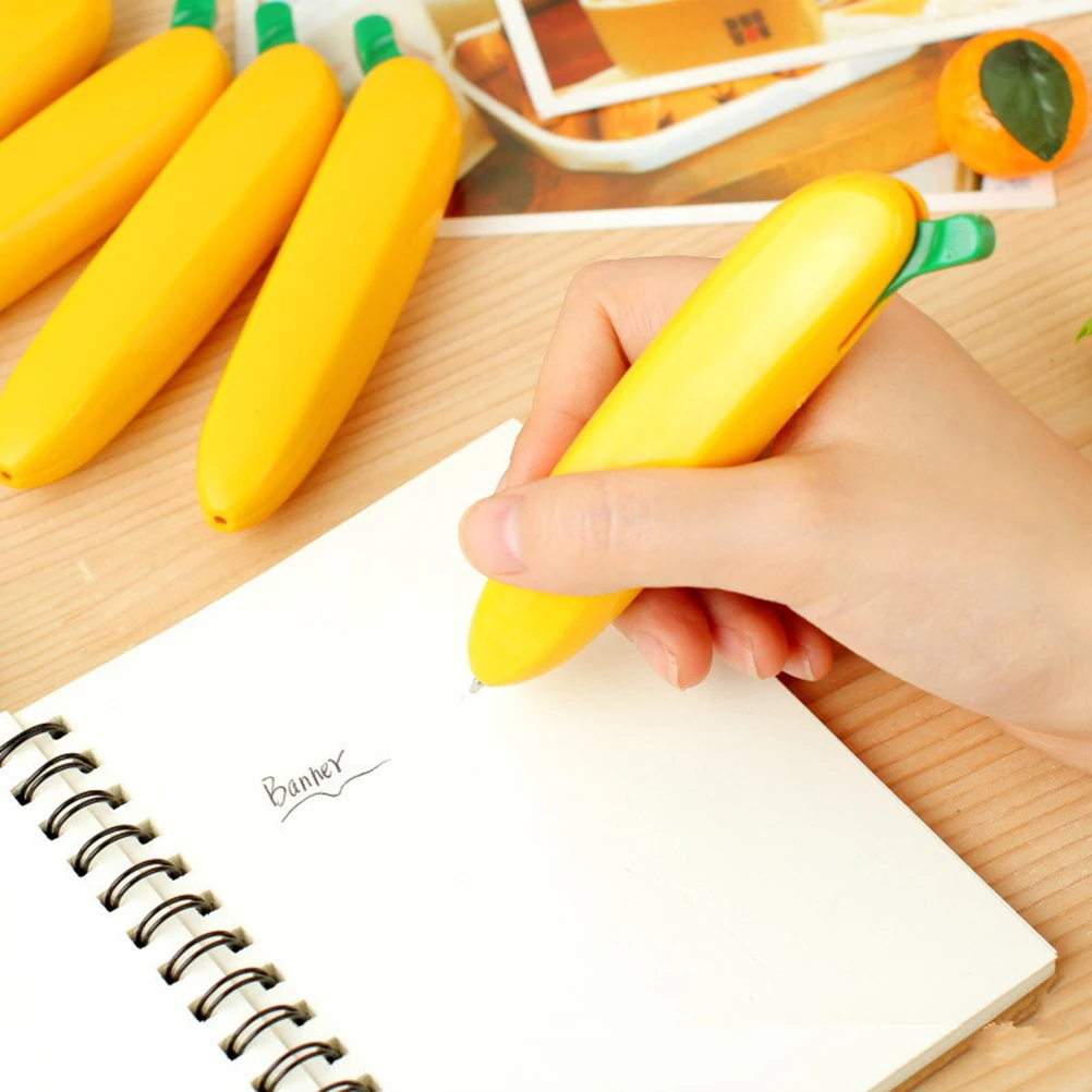 

5 Pcs Banana Pen Creative Ball-point Student Ballpoint School Kids Pens Cartoon