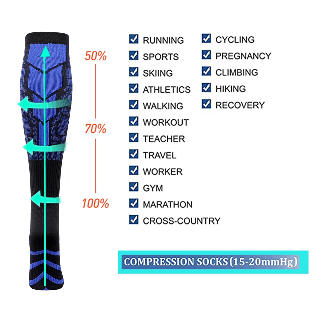 1PCS Compression Socks Running Sports Socks Medical Nursing for Flight Travel Pregnancy Edema Diabetes Varicose Veins Socks