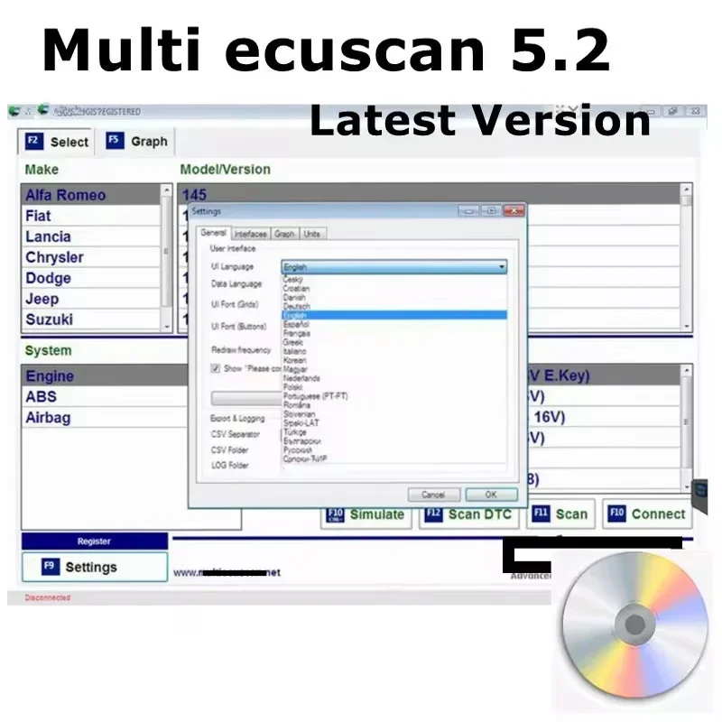 

Multiecuscan 5.2 for Fiat V5.2 Scanner Software Compatible with Fiat Chrysler Dodge Jeep Suzuki - 2025 Hot Sale Automotive Tool