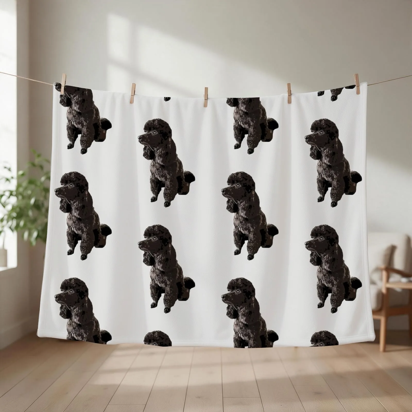 Poodle Mini Toy Black Beauty Throw Blanket couch cozy soft plush fuzzy picnic outdoor blanket