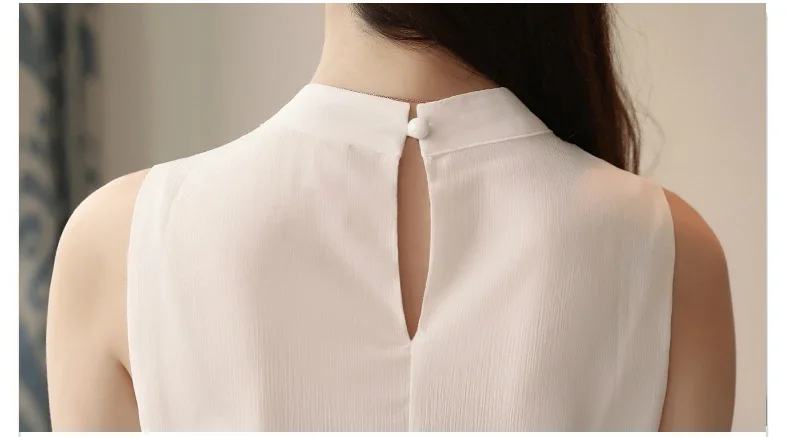 Fashion Women Blouses 2023 Sleeveless Women Shirts Summer Stand Collar Chiffon Women Blouse Shirt Womens Tops And Blouses B221