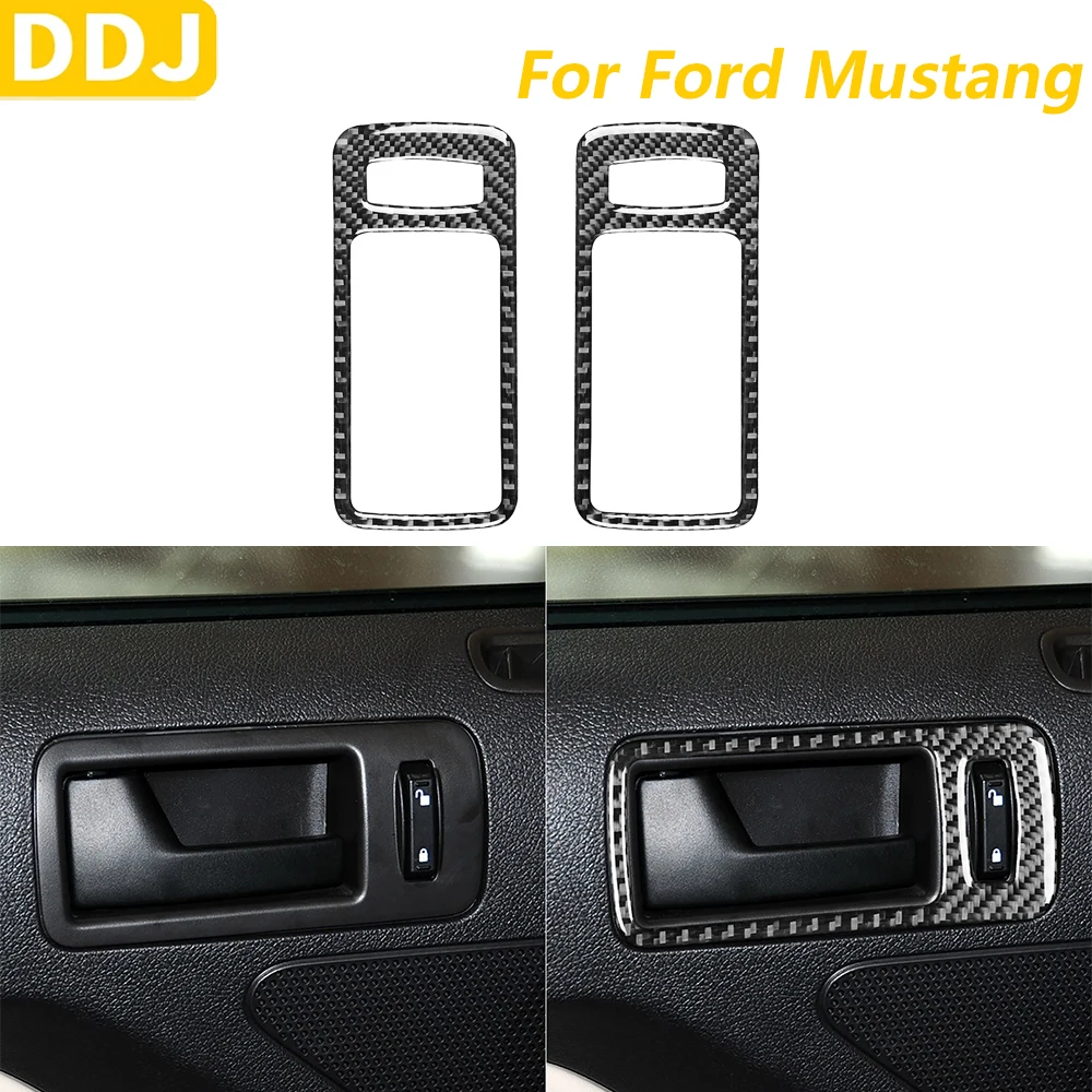 

For Ford Mustang 2005-2009 Carbon Fiber Door Lock Handle Switch Frame Panel Decorative Cover Car Accessories Interior Sticker