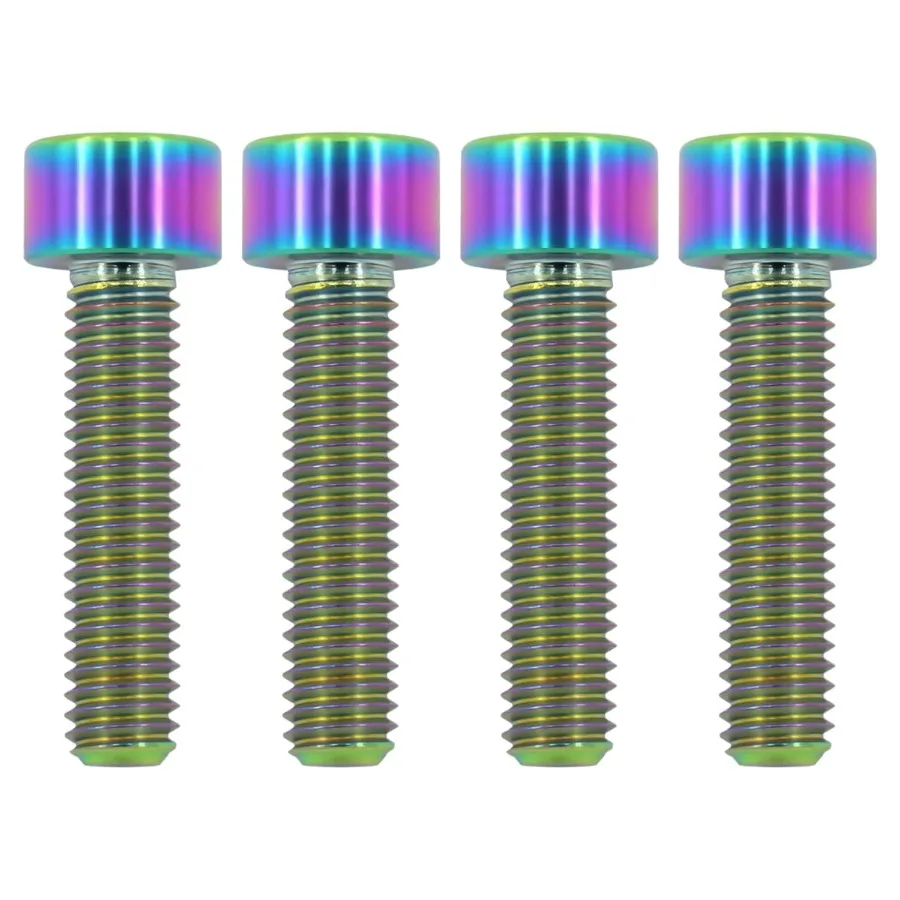 

Титановые болты M6x25, 4 шт., легкий дизайн, идеально подходит для влажной и соленой среды, шестигранный ключ, без шайбы, болты для мотоцикла MTB, Colo