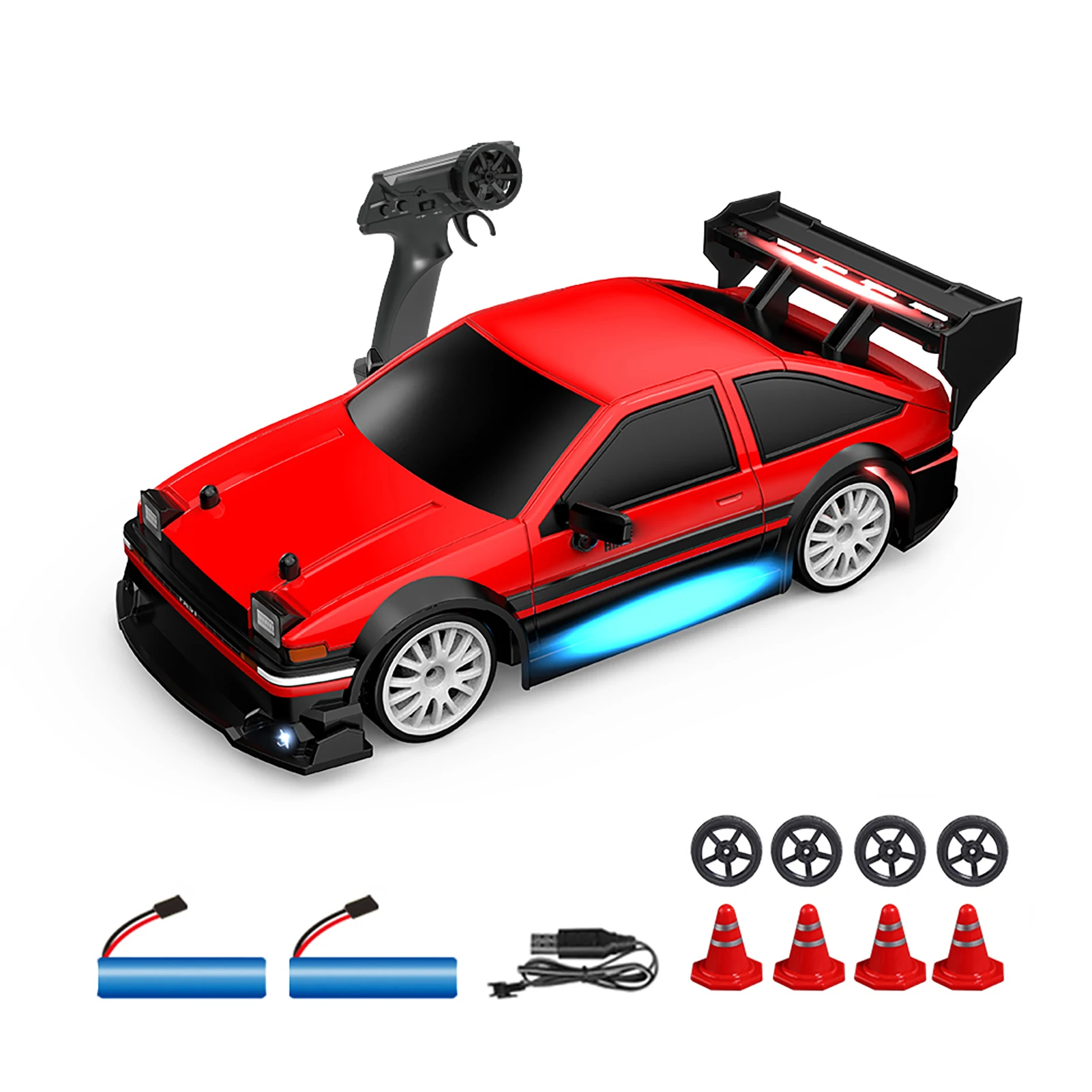 

2.4GHz Remote Control Drift Car 1:24 20KM/H High Speed Drift Remote Controlled 4WD Vehicle with Front Lights Bottom Lights Tail