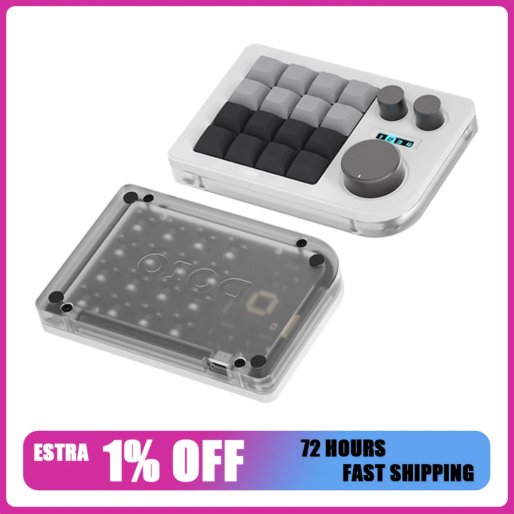 

DOIO KB16-01 Mechanical Keyboard Three Knobs RGB 16 Keys Mini Designer Keyboard Customization QMK VIA Keypad Gifts
