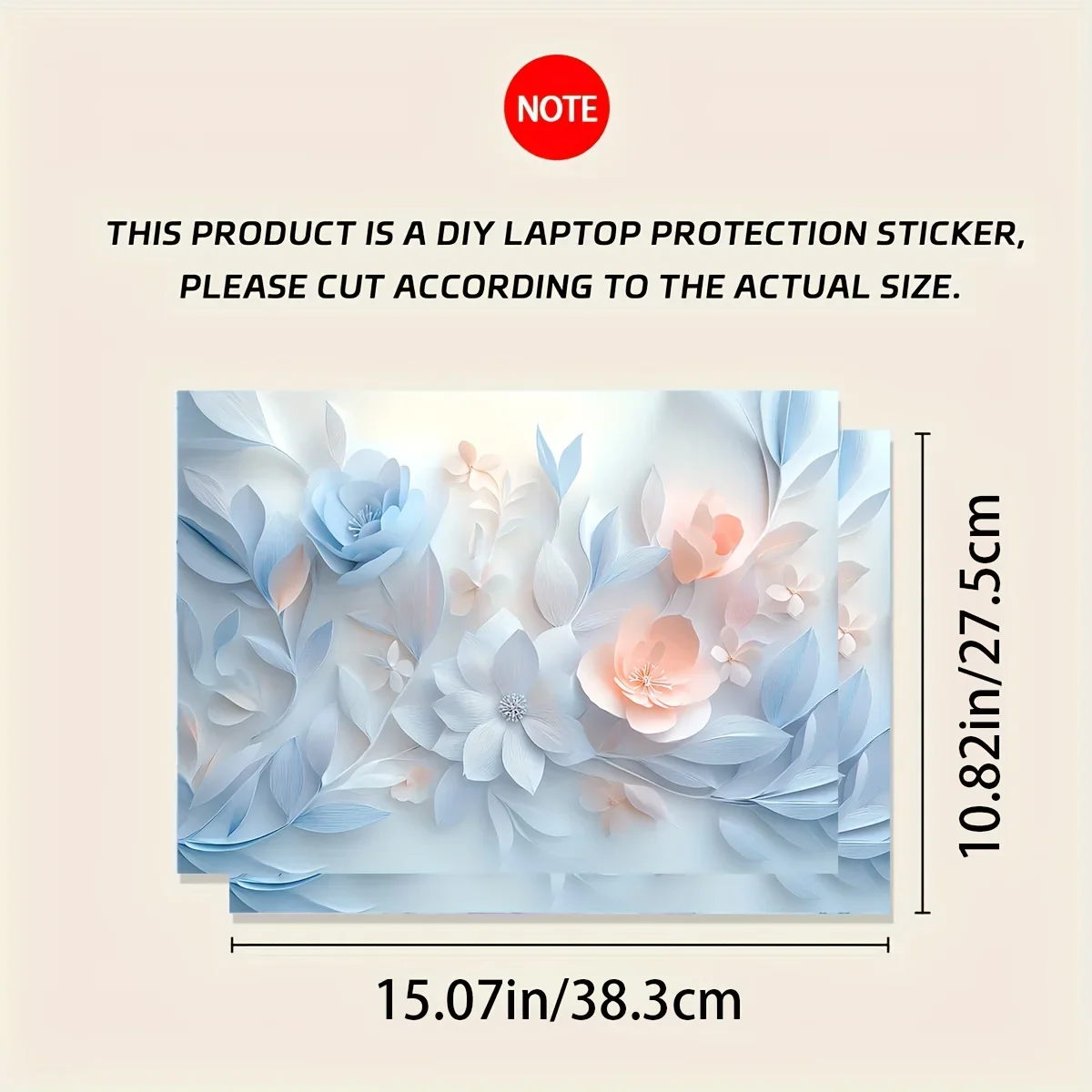 Paquete de 2 pegatinas para portátiles con estampado floral, vinilo impermeable y resistente a los arañazos para cuadernos, tabletas, iPads, decoración protectora