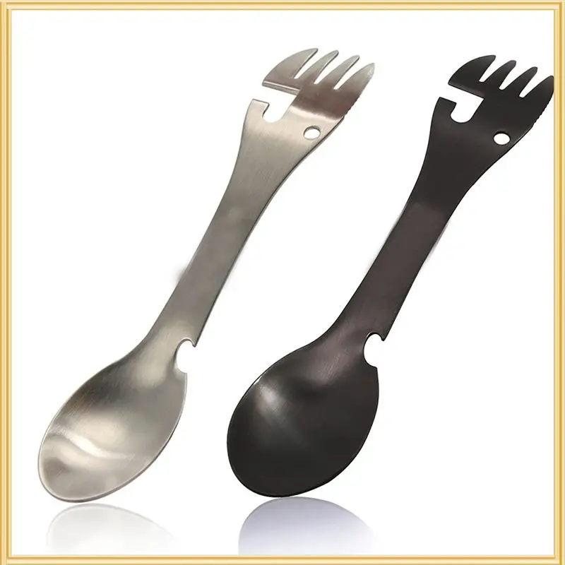 Multifunctional Fork And Spoon Multifunction 45g Cutlery Spoon Set Stainless Steel Spoon Not Easily Damaged Black Tableware