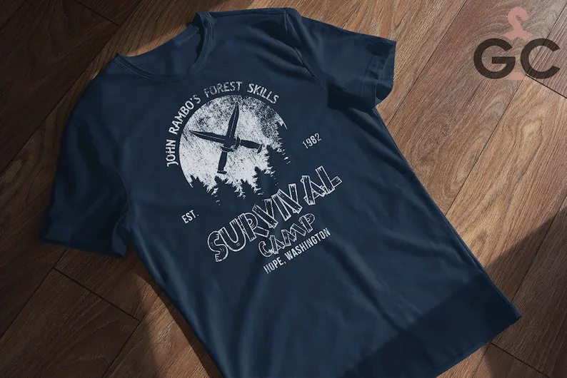 John Rambo Survival Camp Mens T-Shirt | Men's Tshirt Vintage Movie Shirt