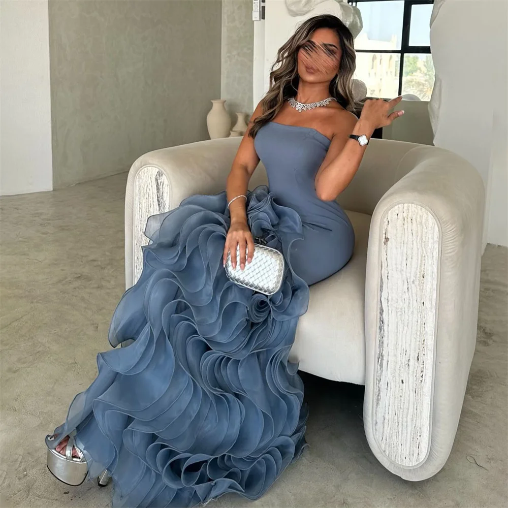 ROYET Pleat Simple Strapless Mermaid Elegant Formal Evening Dress For Woman Floor Length Classic Woman Of Prom Gown New 2024