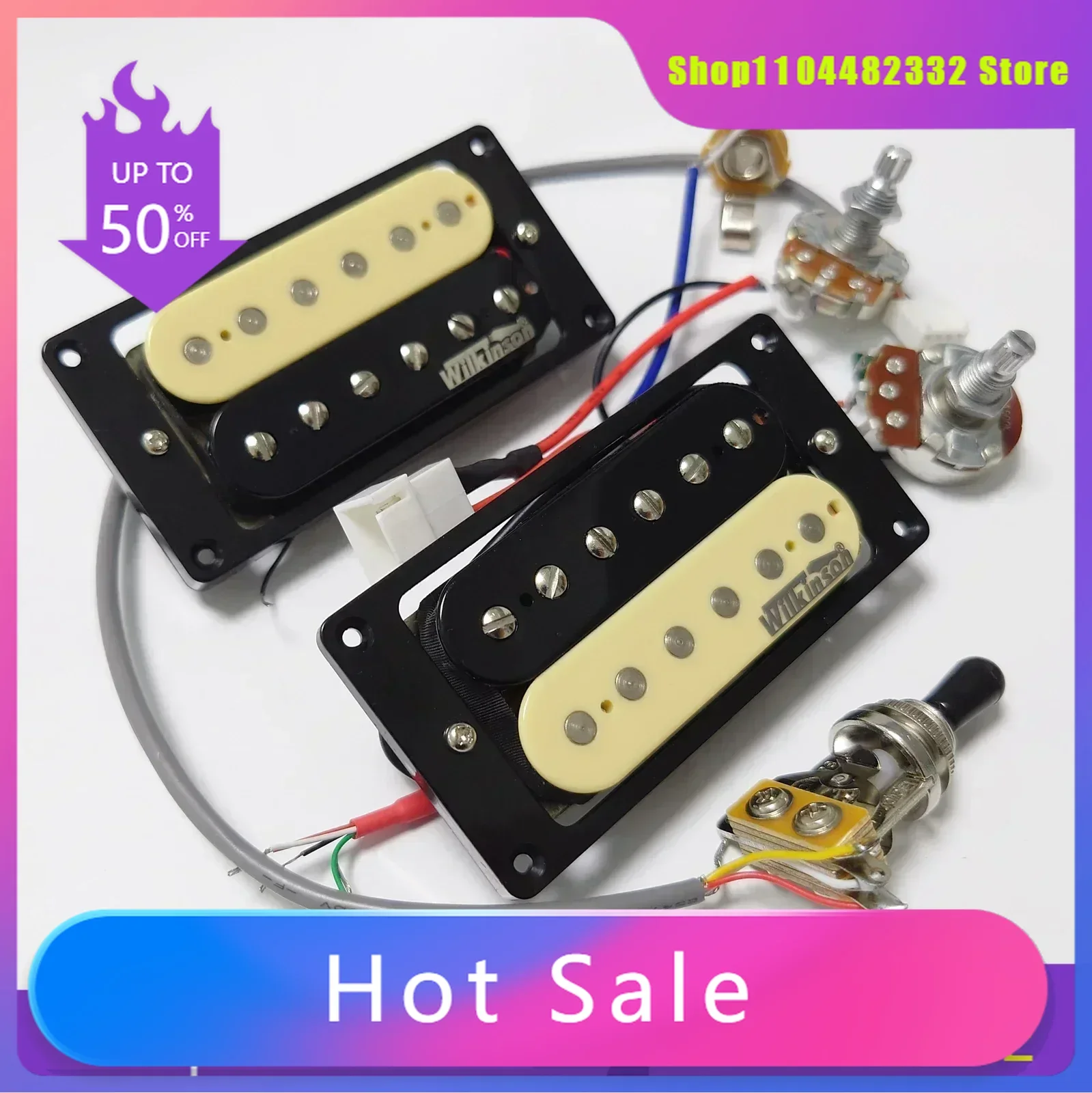 

H X Shop Store--Upgrade Humbucker Pickup Wilkinson Zebra 4C Double Coil Pickups 1VIT Wiring Harness 1 Set