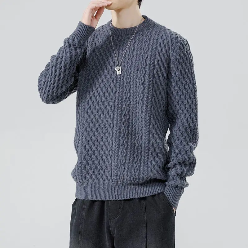 

Men's Knitted Sweater Autumn and Winter Korean Style Versatile Gradient Sweater Casual Round Neck Top
