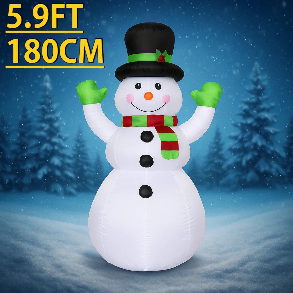 5.9FT لعبة قابلة للنفخ ثلج عيد الميلاد الديكور مصباح ليد لوازم عيد الميلاد عيد الميلاد ساحة ديكور هدية المنزل احتفالي الحلي