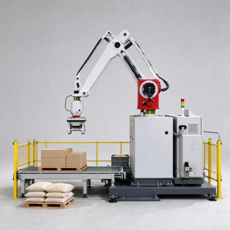 Column Palletizer Compact Column Pallet Stacker Stable Running For Food Factory Carton End Of Line Pallet Handling