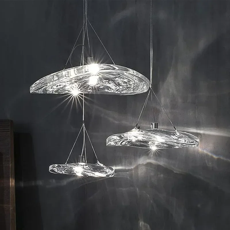

SANDYHA Stylish Modern Minimalist Glass LED Pendant Light Chandelier Ideal for Living Room Dining Room Bedroom Decorative