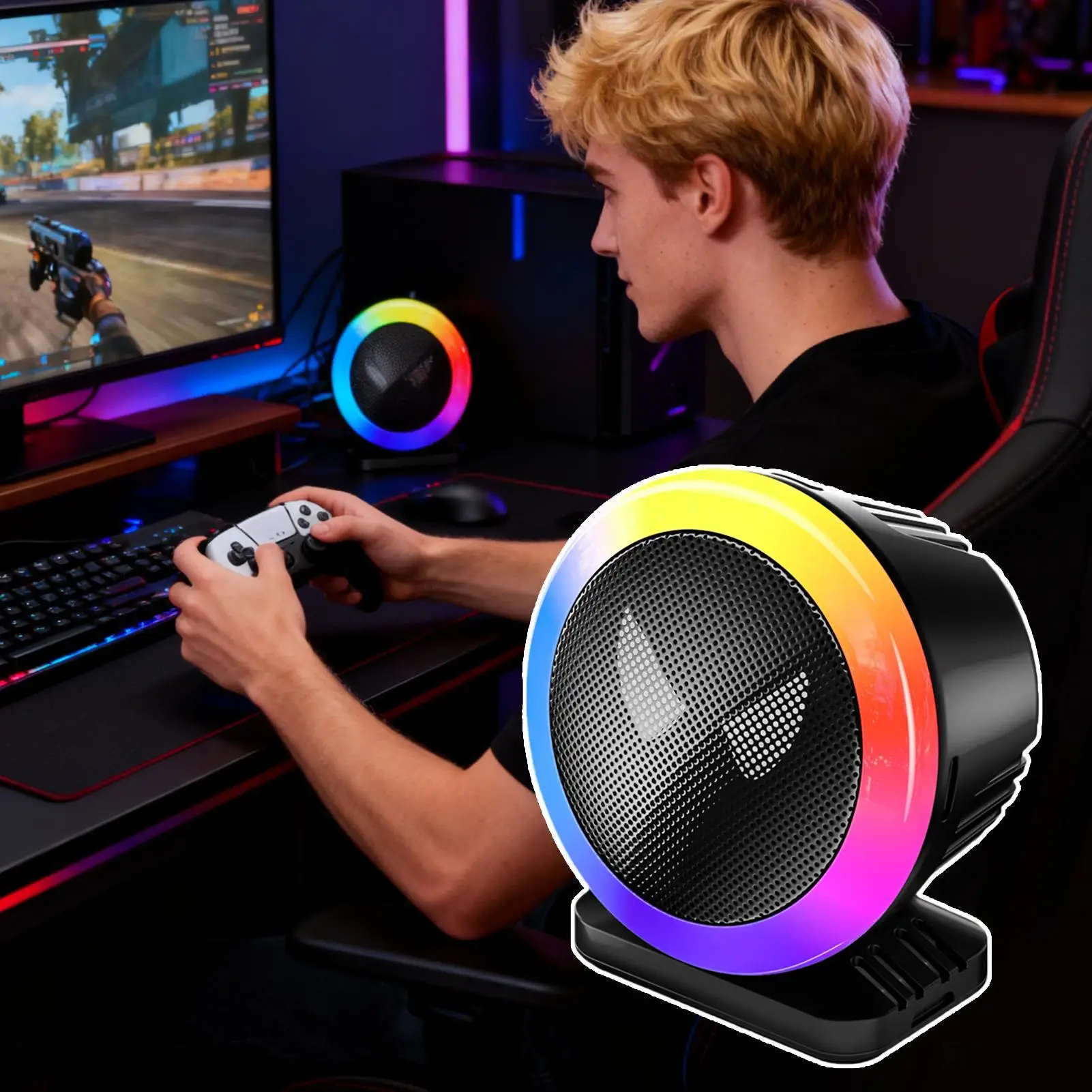 Динамики RGB, светодиодный динамик, RGB окружающее освещение, ритм, автомобильный диффузор окружающего освещения для DJ, стерео, настольный автомобиль, вечеринка, гостиная