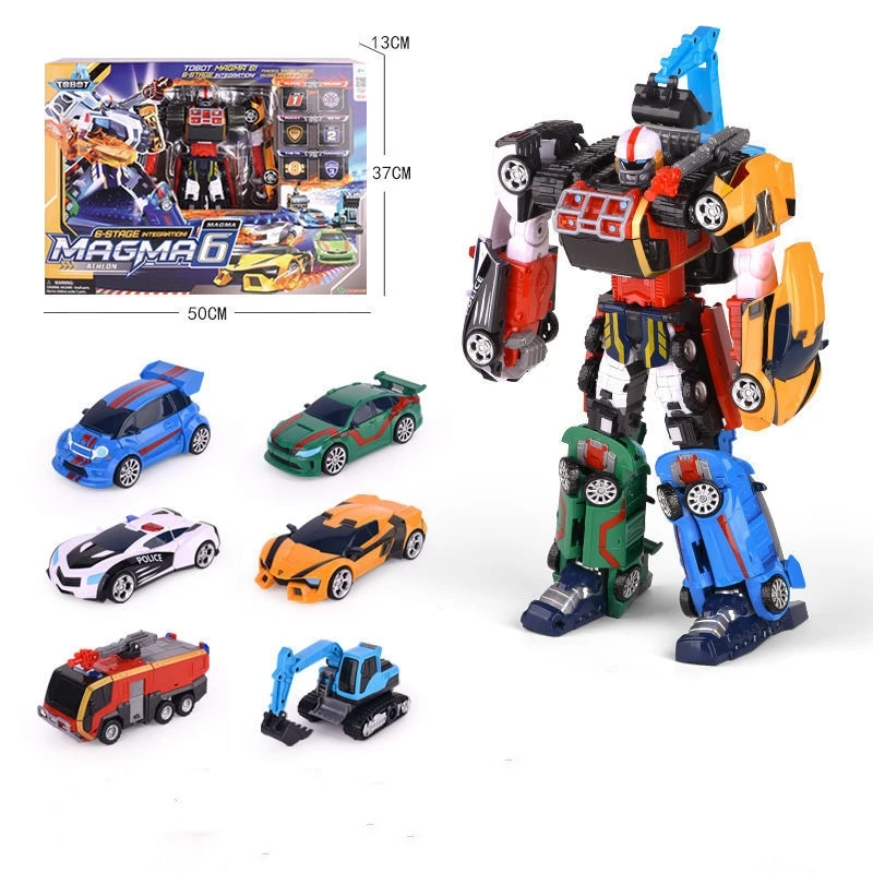 Anime Transformation Robot Toy, 6 em 1 Enhanced Edition, Tobot Deformation Car, Korea Cartoon Brothers