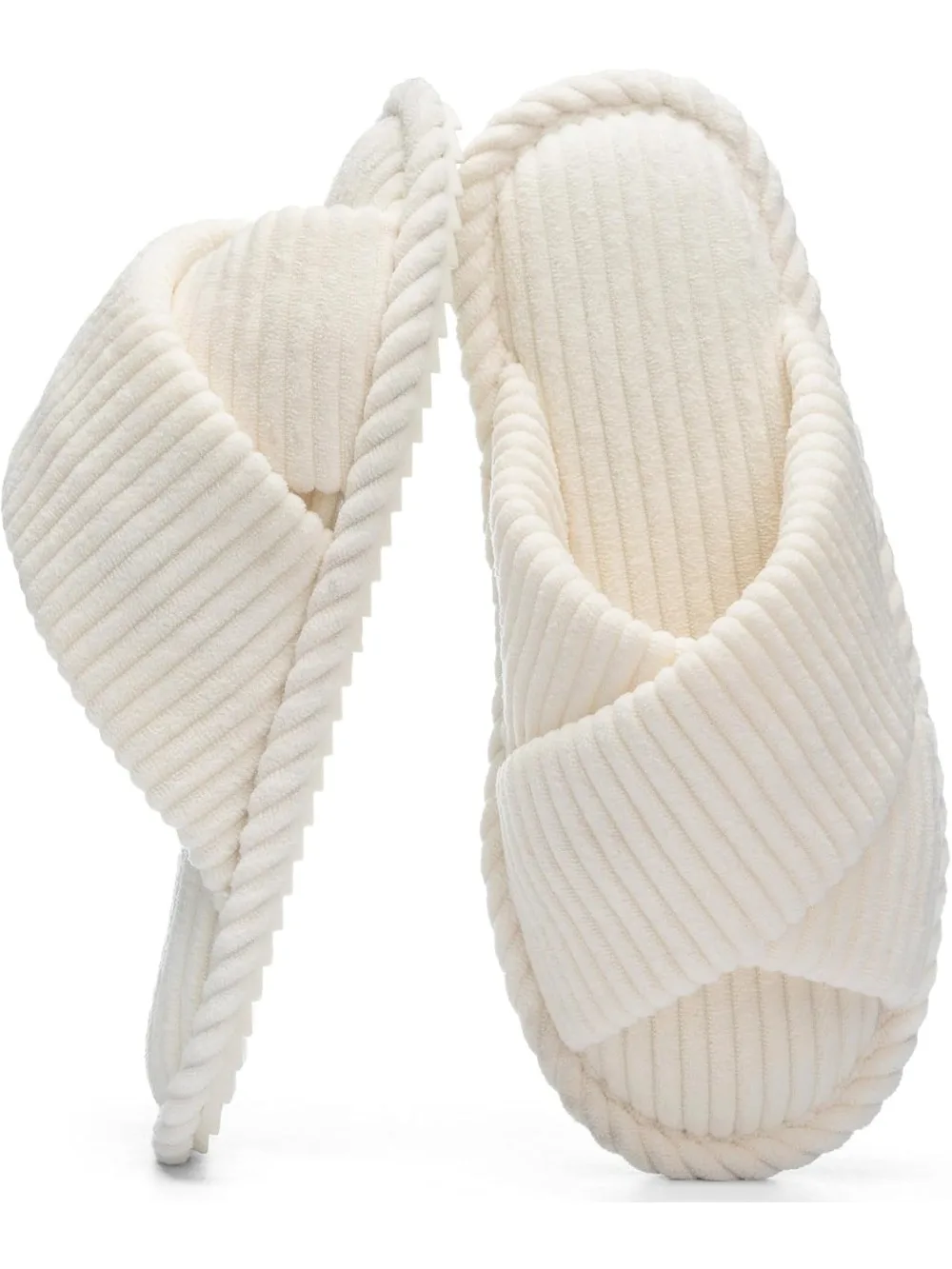 

Women's Open-Toe Corduroy Slides – Memory Foam, Anti-Skid Sole, Comfy & Trendy