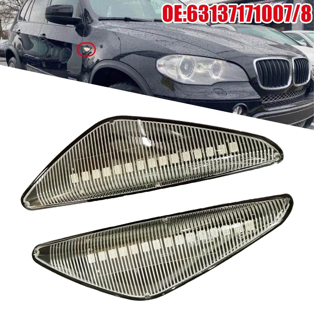 

2pcs Car Side Indicator LED Repeater Light White For BMW X3 F25 X5 E70 X6 E71 E72 OEM63137171007 Car Accessories 12V 5W