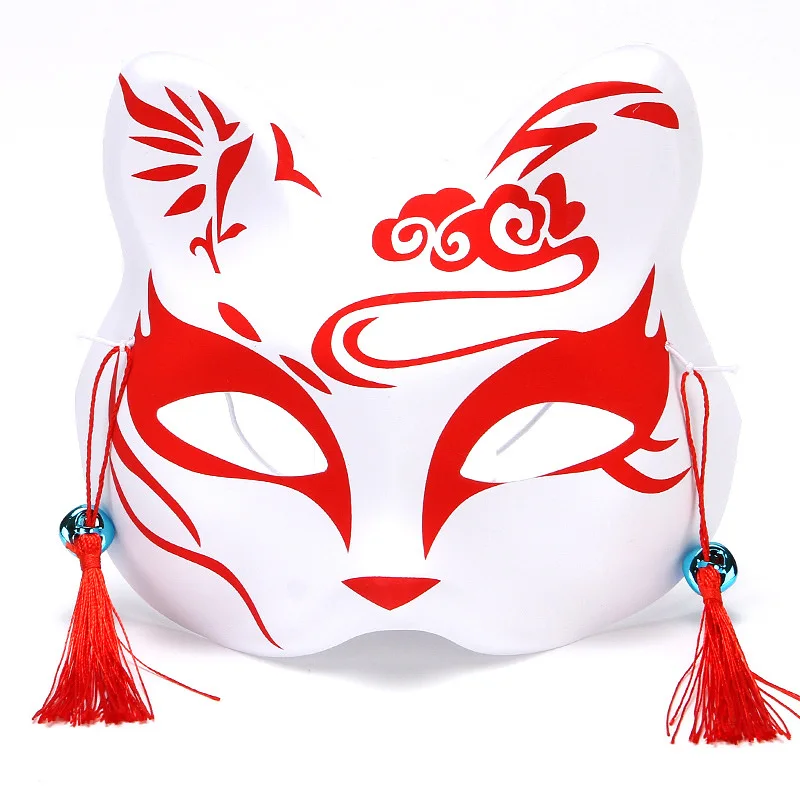 Anime topeng Demon Fox buatan tangan Topeng Jepang Topeng setengah muka topeng Festival bola Kabuki Kitsune topeng Cosplay Prop