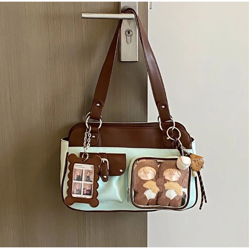 Kawaii Ita-Tasche mit transparentem Fenster zur Präsentation von Anstecknadeln, Damen-Tragetasche, süße, niedliche Anime-Schultertasche, Lolita-Handtasche für Mädchen. – Detail 4