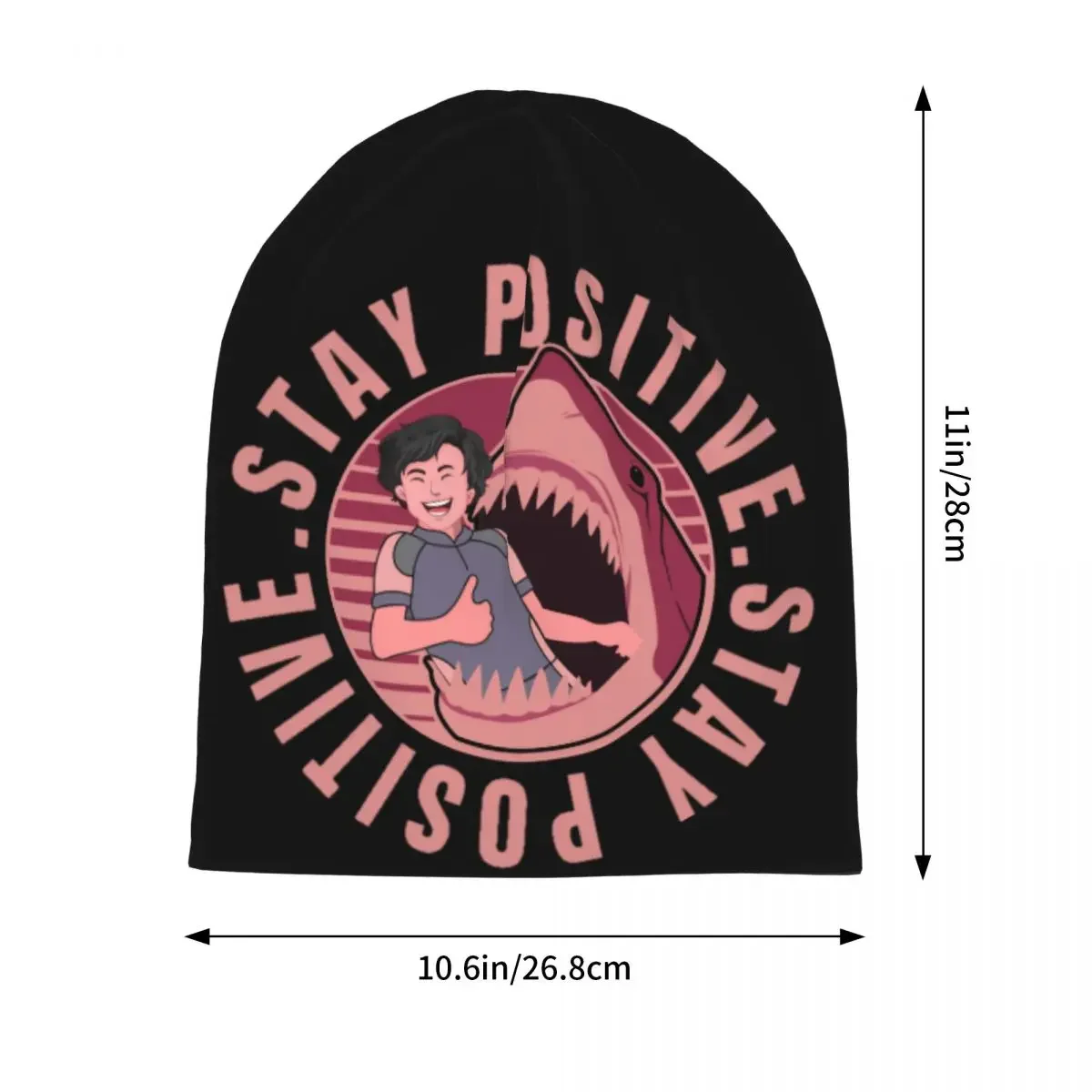 Women Men Stay Positive Shark And Boy Skullies Beanies Outfit Ocean Fish Bonnet Knitting Hats New Arrival Caps Gift for Birthday