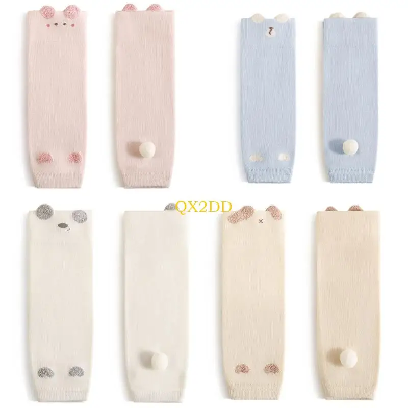 

QX2D 2pcs Over Knee Socks Sleeves Baby Toddler Combed Cotton Leg Protectors