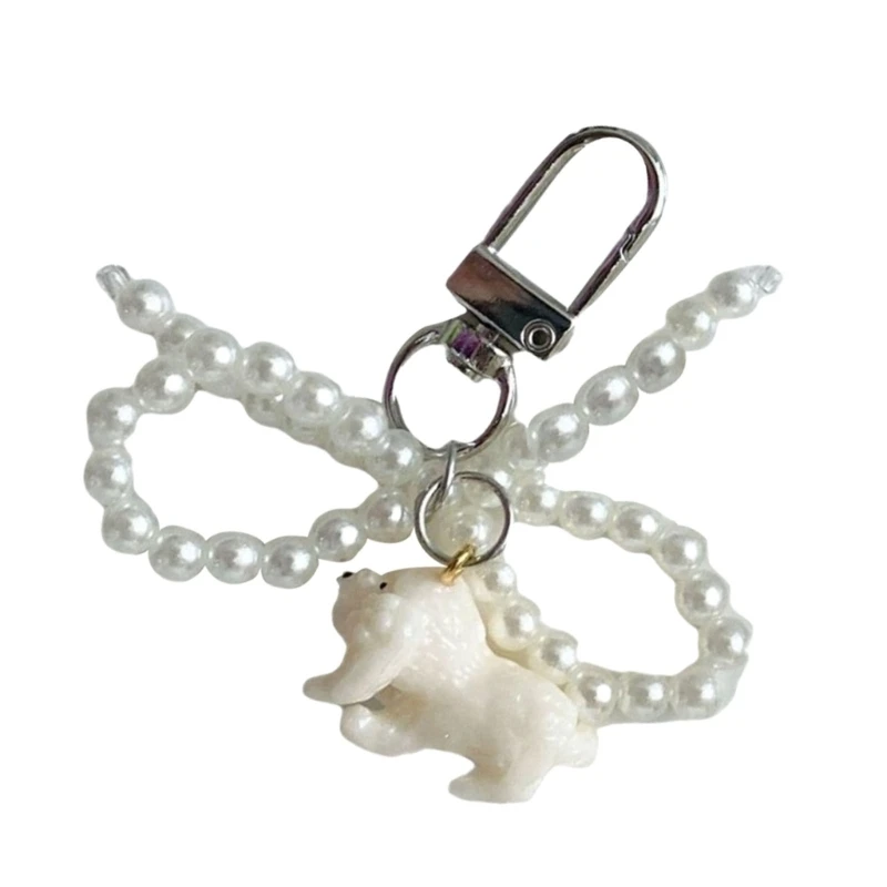 Stylish Handmade Dog Charm with Pearls Bowknot Versatile Clear Puppy Fashion Accessory for All Ages Craft Supplies