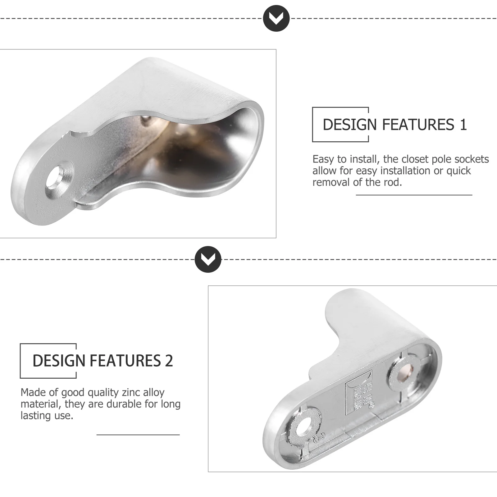 

2Pcs Extended Closet Rod Holders Zinc Alloy Bracket Stable Wall Mount for Bathroom Wardrobe Clothes Shop