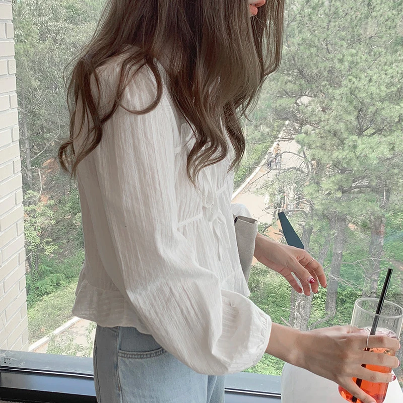 Spring Women White Linen Cotton Blouses Girls Casual Shirt Women Long Sleeve Tops Korean Femme Soft Blusas