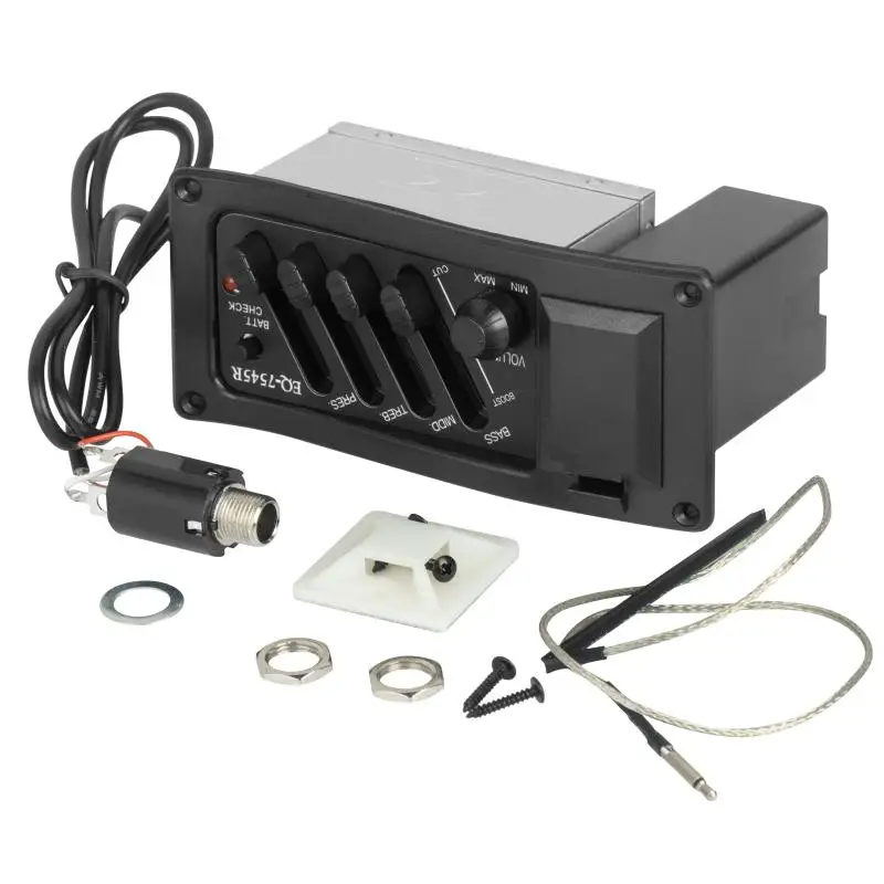 1 pieza Pastilla para guitarra EQ-7545R, Pastilla para guitarra electroacústica con ecualizador de 4 bandas y preamplificador para guitarra clásica y folk